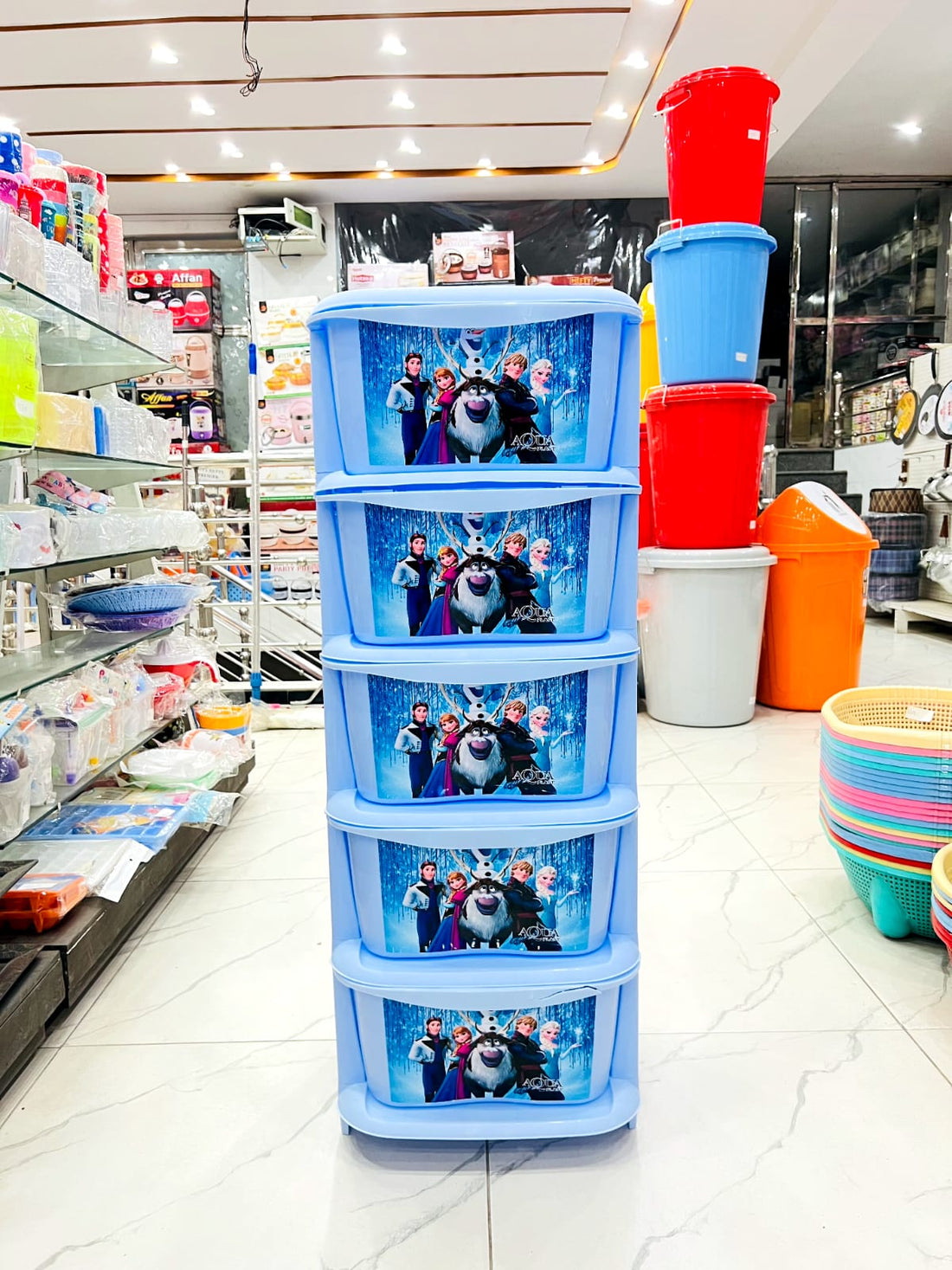 Aqua Printed Kids Cabinet – 5 in 1