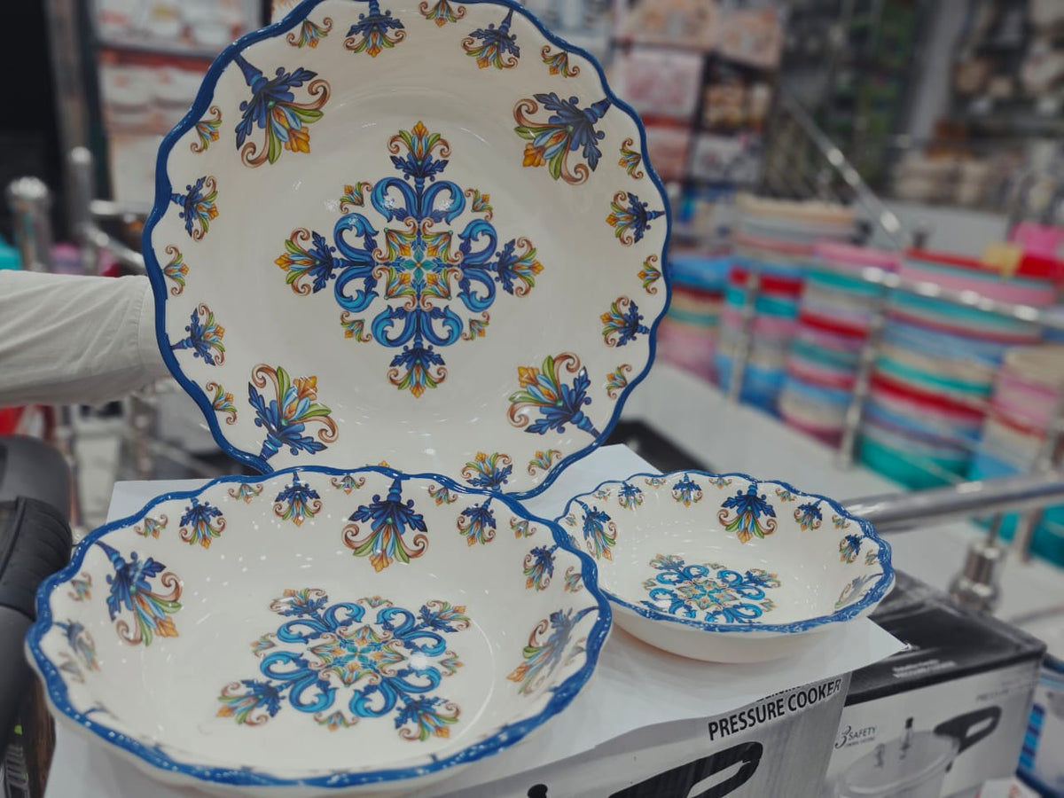 3 Pc Aqua Melamine Flour Bowls