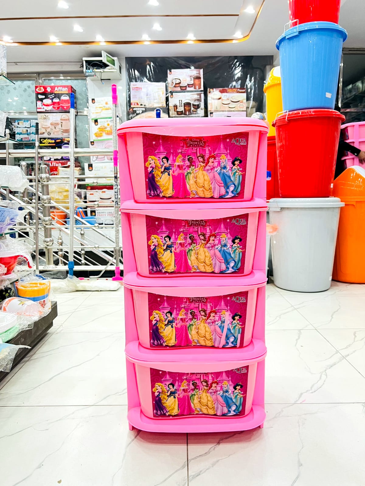 Aqua Printed Kids Cabinet – 4 in 1